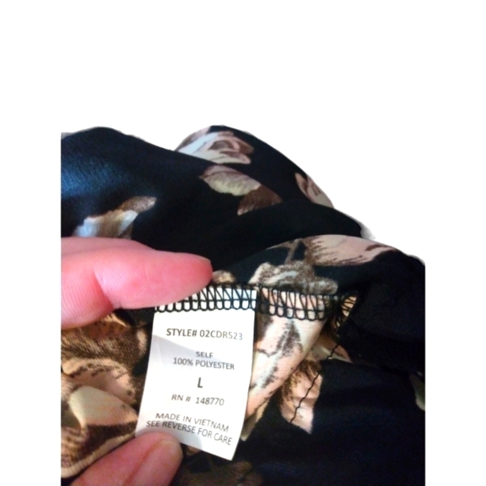 Sienna Sky Black Cream Floral Spaghetti String with Lace Midi Sexy Slip Dress L - Picture 14 of 16